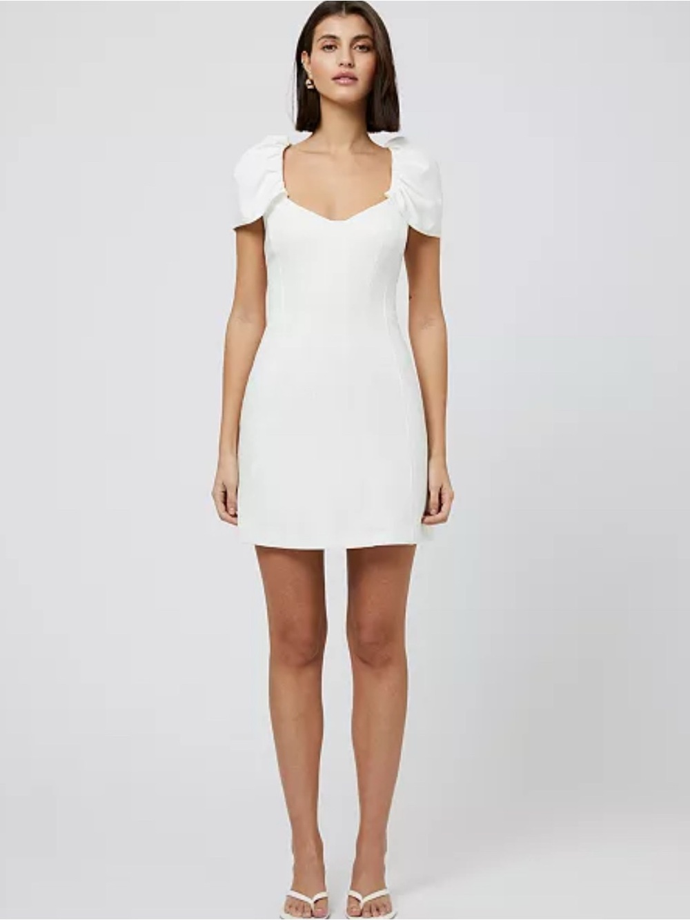 French Connection White Puff Sleeve Mini Dress